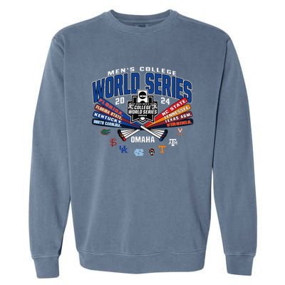 College 2024 Baseball Cws 8team Bats Garment-Dyed Sweatshirt