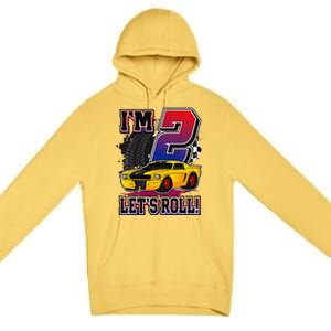 Cutes 2nd Birthday Racing Car Birthday Let's Roll Gift Premium Pullover Hoodie