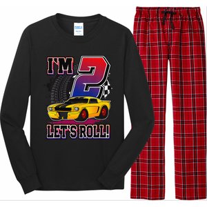 Cutes 2nd Birthday Racing Car Birthday Let's Roll Gift Long Sleeve Pajama Set