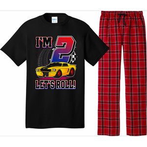 Cutes 2nd Birthday Racing Car Birthday Let's Roll Gift Pajama Set