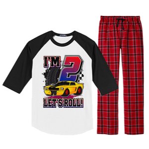 Cutes 2nd Birthday Racing Car Birthday Let's Roll Gift Raglan Sleeve Pajama Set