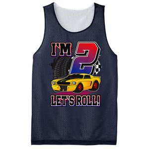 Cutes 2nd Birthday Racing Car Birthday Let's Roll Gift Mesh Reversible Basketball Jersey Tank