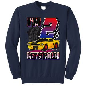 Cutes 2nd Birthday Racing Car Birthday Let's Roll Gift Tall Sweatshirt