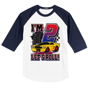 Cutes 2nd Birthday Racing Car Birthday Let's Roll Gift Baseball Sleeve Shirt