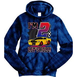 Cutes 2nd Birthday Racing Car Birthday Let's Roll Gift Tie Dye Hoodie