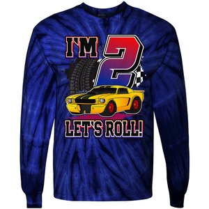 Cutes 2nd Birthday Racing Car Birthday Let's Roll Gift Tie-Dye Long Sleeve Shirt