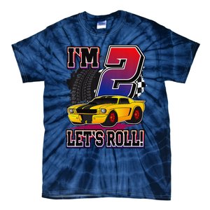 Cutes 2nd Birthday Racing Car Birthday Let's Roll Gift Tie-Dye T-Shirt