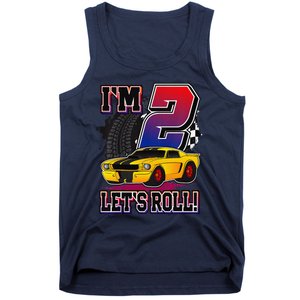 Cutes 2nd Birthday Racing Car Birthday Let's Roll Gift Tank Top