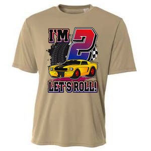 Cutes 2nd Birthday Racing Car Birthday Let's Roll Gift Cooling Performance Crew T-Shirt