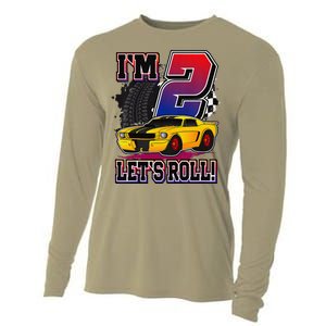 Cutes 2nd Birthday Racing Car Birthday Let's Roll Gift Cooling Performance Long Sleeve Crew