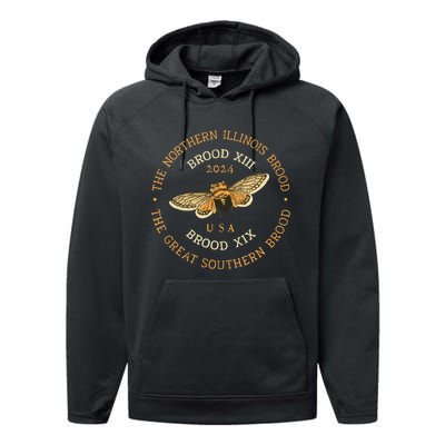 Cicada 2024 Brood Xix & Xiii Co Emergence Magicicada Vintage Performance Fleece Hoodie