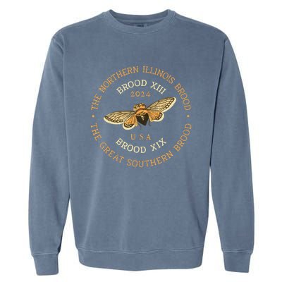 Cicada 2024 Brood Xix & Xiii Co Emergence Magicicada Vintage Garment-Dyed Sweatshirt