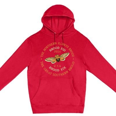 Cicada 2024 Brood Xix & Xiii Co Emergence Magicicada Vintage Premium Pullover Hoodie