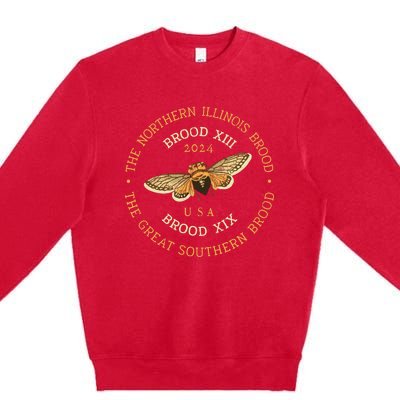 Cicada 2024 Brood Xix & Xiii Co Emergence Magicicada Vintage Premium Crewneck Sweatshirt