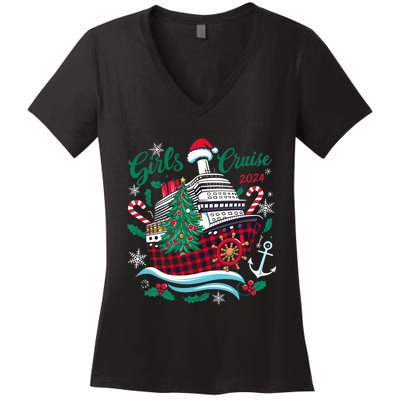 Cruise 2024 Christmas Holiday Cruise Ship Vacation Women's V-Neck T-Shirt