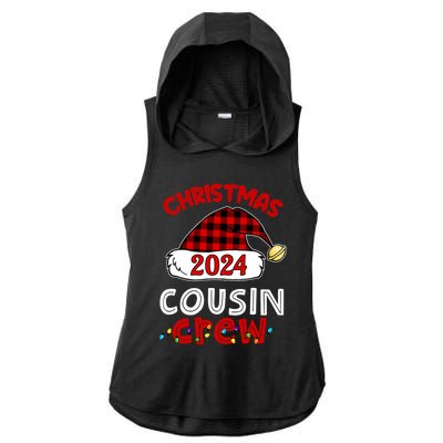 Christmas 2024 Cousin Crew Xmas Lights Santa Hat Pajamas Ladies PosiCharge Tri-Blend Wicking Draft Hoodie Tank