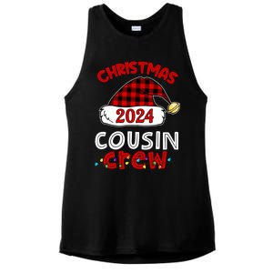 Christmas 2024 Cousin Crew Xmas Lights Santa Hat Pajamas Ladies PosiCharge Tri-Blend Wicking Tank