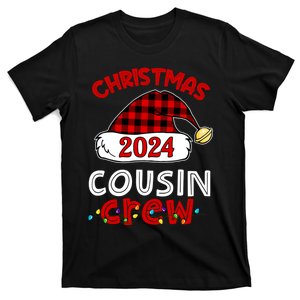 Christmas 2024 Cousin Crew Xmas Lights Santa Hat Pajamas T-Shirt