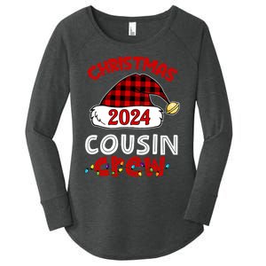 Christmas 2024 Cousin Crew Xmas Lights Santa Hat Pajamas Women's Perfect Tri Tunic Long Sleeve Shirt