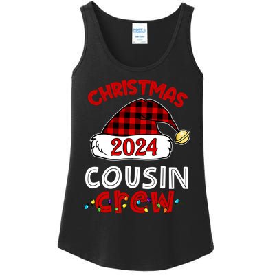 Christmas 2024 Cousin Crew Xmas Lights Santa Hat Pajamas Ladies Essential Tank