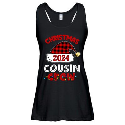 Christmas 2024 Cousin Crew Xmas Lights Santa Hat Pajamas Ladies Essential Flowy Tank