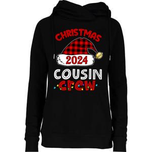 Christmas 2024 Cousin Crew Xmas Lights Santa Hat Pajamas Womens Funnel Neck Pullover Hood