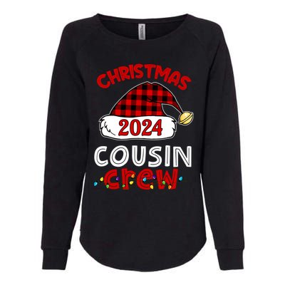 Christmas 2024 Cousin Crew Xmas Lights Santa Hat Pajamas Womens California Wash Sweatshirt