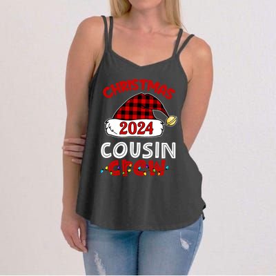 Christmas 2024 Cousin Crew Xmas Lights Santa Hat Pajamas Women's Strappy Tank