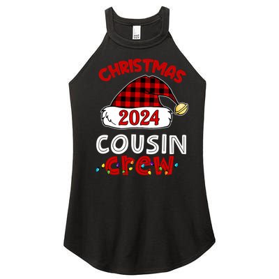 Christmas 2024 Cousin Crew Xmas Lights Santa Hat Pajamas Women's Perfect Tri Rocker Tank