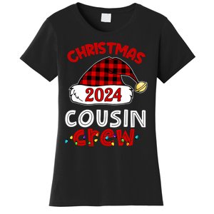 Christmas 2024 Cousin Crew Xmas Lights Santa Hat Pajamas Women's T-Shirt