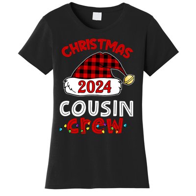 Christmas 2024 Cousin Crew Xmas Lights Santa Hat Pajamas Women's T-Shirt