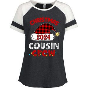 Christmas 2024 Cousin Crew Xmas Lights Santa Hat Pajamas Enza Ladies Jersey Colorblock Tee