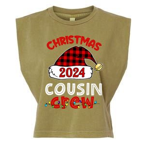 Christmas 2024 Cousin Crew Xmas Lights Santa Hat Pajamas Garment-Dyed Women's Muscle Tee