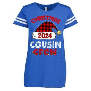 Christmas 2024 Cousin Crew Xmas Lights Santa Hat Pajamas Enza Ladies Jersey Football T-Shirt