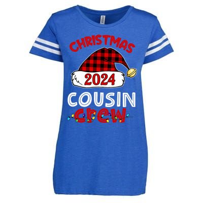 Christmas 2024 Cousin Crew Xmas Lights Santa Hat Pajamas Enza Ladies Jersey Football T-Shirt