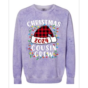 Christmas 2024 Cousin Crew Xmas Lights Santa Hat Pajamas Colorblast Crewneck Sweatshirt