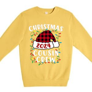 Christmas 2024 Cousin Crew Xmas Lights Santa Hat Pajamas Premium Crewneck Sweatshirt