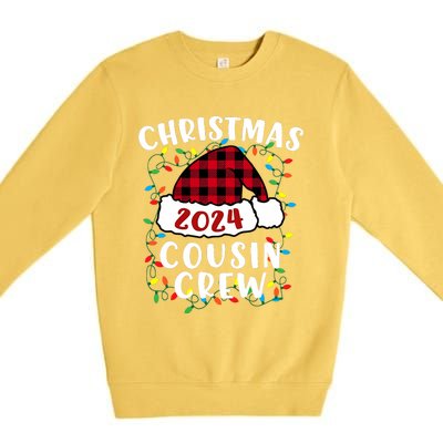 Christmas 2024 Cousin Crew Xmas Lights Santa Hat Pajamas Premium Crewneck Sweatshirt