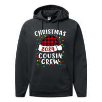 Christmas 2024 Cousin Crew Xmas Lights Santa Hat Pajamas Performance Fleece Hoodie