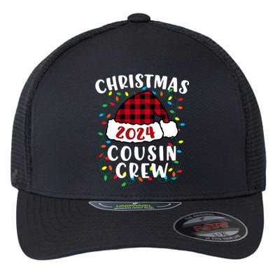 Christmas 2024 Cousin Crew Xmas Lights Santa Hat Pajamas Flexfit Unipanel Trucker Cap