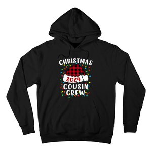 Christmas 2024 Cousin Crew Xmas Lights Santa Hat Pajamas Hoodie