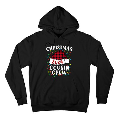 Christmas 2024 Cousin Crew Xmas Lights Santa Hat Pajamas Hoodie