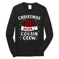 Christmas 2024 Cousin Crew Xmas Lights Santa Hat Pajamas Long Sleeve Shirt