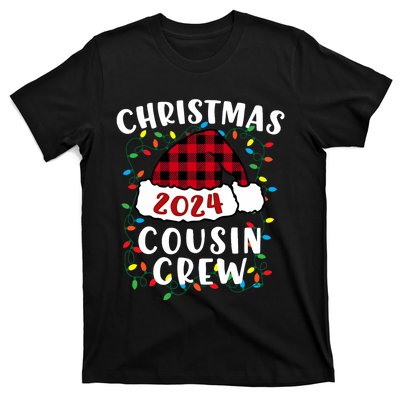 Christmas 2024 Cousin Crew Xmas Lights Santa Hat Pajamas T-Shirt