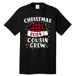 Christmas 2024 Cousin Crew Xmas Lights Santa Hat Pajamas Tall T-Shirt