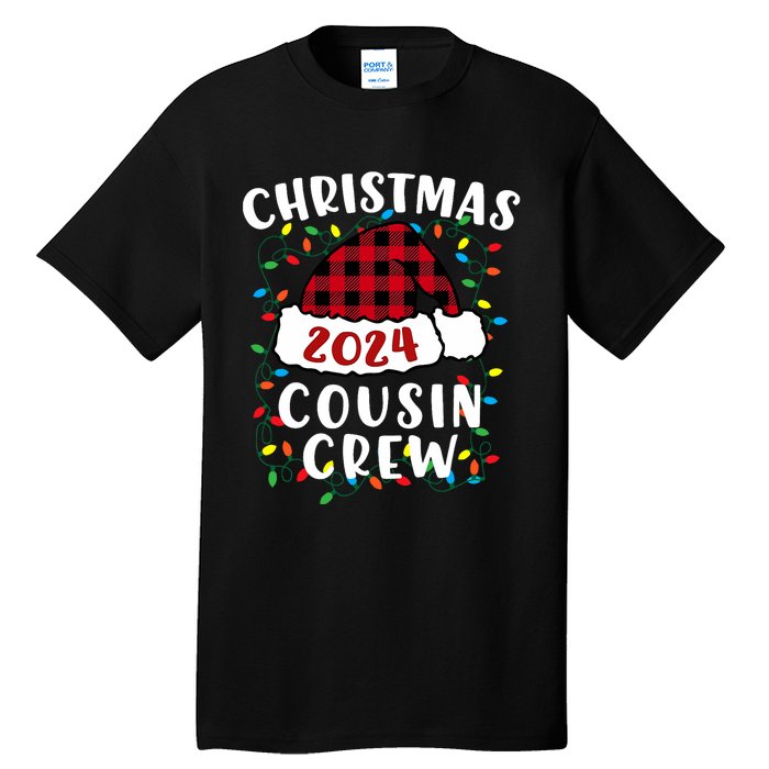 Christmas 2024 Cousin Crew Xmas Lights Santa Hat Pajamas Tall T-Shirt