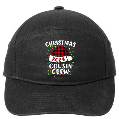 Christmas 2024 Cousin Crew Xmas Lights Santa Hat Pajamas 7-Panel Snapback Hat