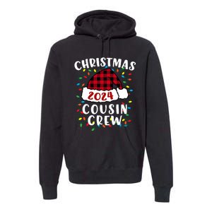 Christmas 2024 Cousin Crew Xmas Lights Santa Hat Pajamas Premium Hoodie