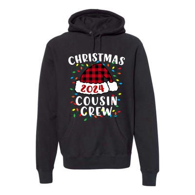 Christmas 2024 Cousin Crew Xmas Lights Santa Hat Pajamas Premium Hoodie