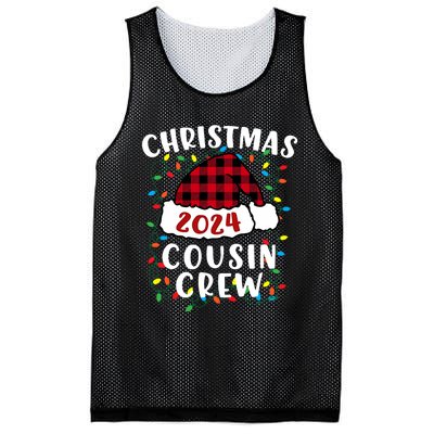 Christmas 2024 Cousin Crew Xmas Lights Santa Hat Pajamas Mesh Reversible Basketball Jersey Tank